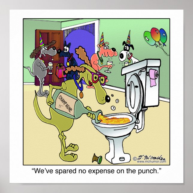 Poster Champagne dans les toilettes (Devant)