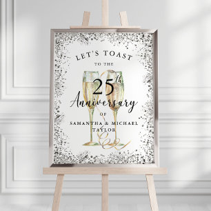 Poster Champagne d'argent 25e anniversaire Mariage Bienve