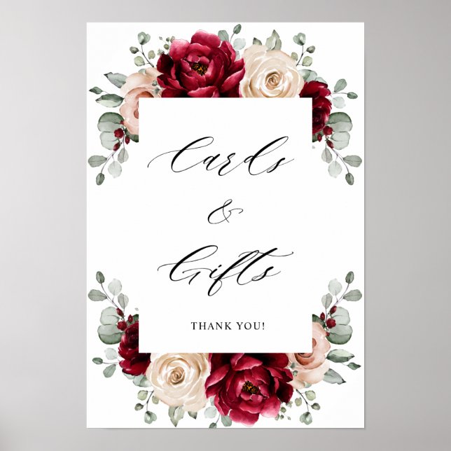 Poster Champagne de Bourgogne Ivory Mauve Roses Cartes et (Devant)