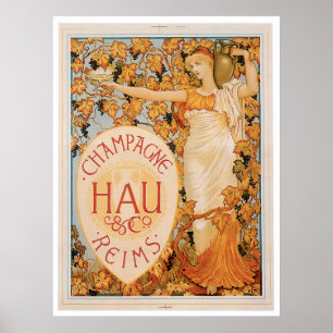 Poster Champagne Reims Vin Vintage Boisson Ad Art