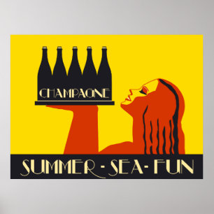 Poster Champagne Summer Sea Fun