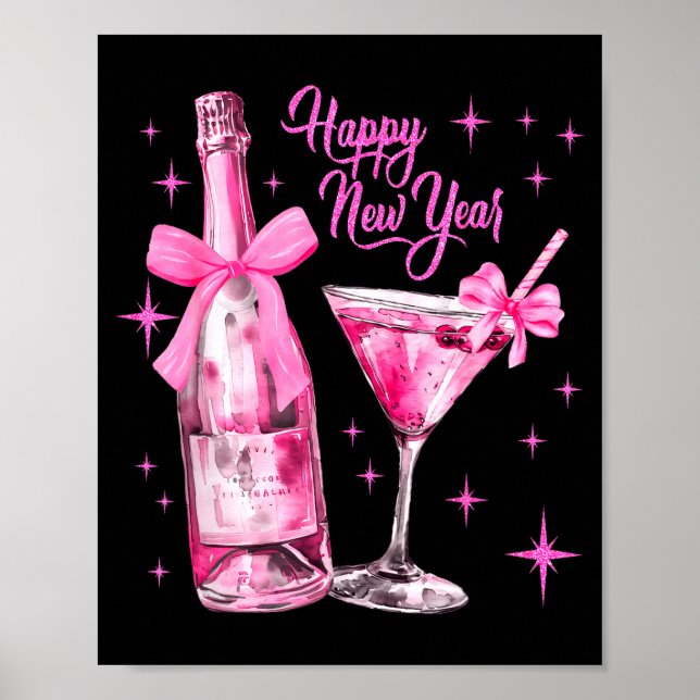 Poster Champagne Swea Martini Coquette Happy New Year Par (Devant)
