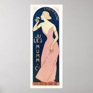 Poster Champagne vintage et bannière verticale