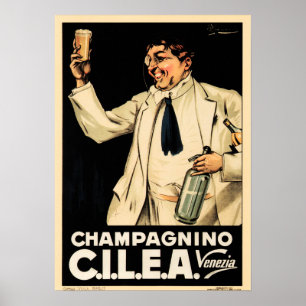 Poster CHAMPAGNINO CILEA Venise Vin italien Liqueur Ad