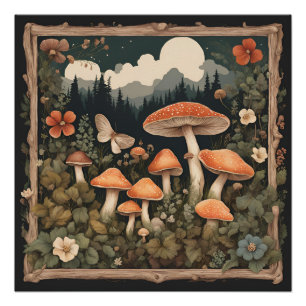 Poster Champignon Cottagecore