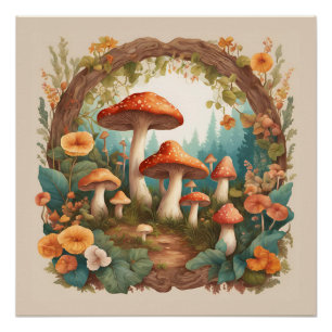 Poster Champignon Cottagecore