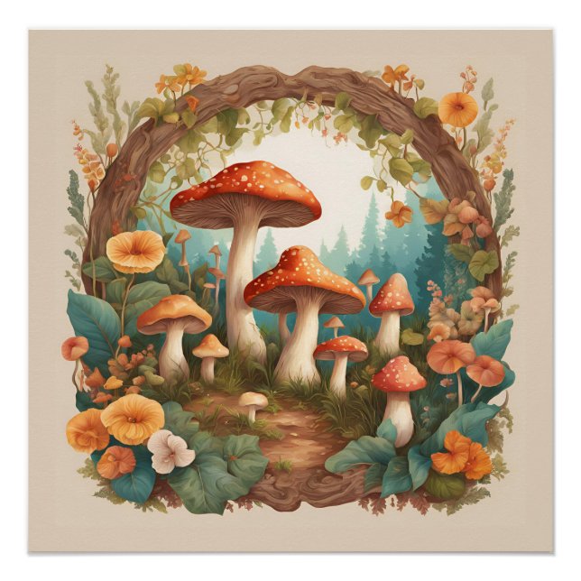 Poster Champignon Cottagecore (Devant)