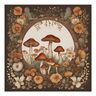 Poster Champignon Cottagecore