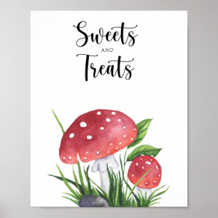 Poster Champignons - baby shower de sucreries et de frian