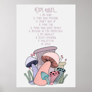 Poster Champignons Chasseur Champignons Et Règles Pour En