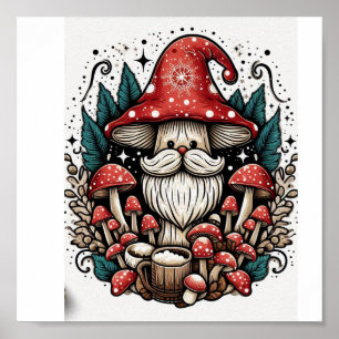 Poster Champignons Core Père Noël