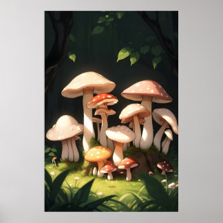 Poster Champignons dans la forêt