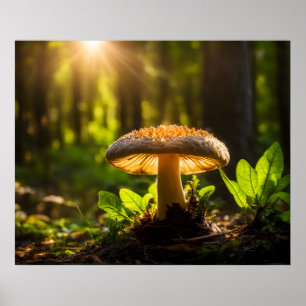 Poster Champignons en pleine forêt