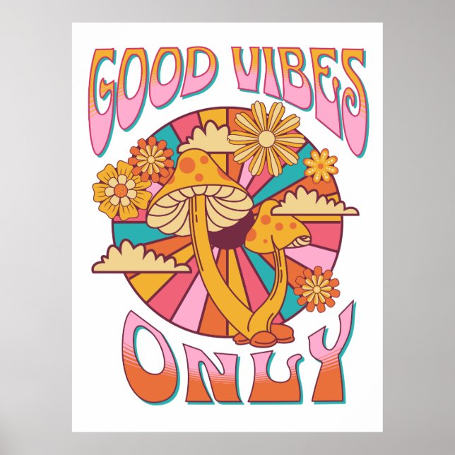 Poster Champignons Good Vibes seulement (Devant)