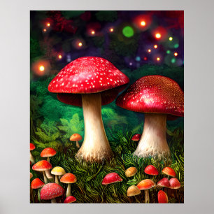 Poster Champignons Imaginaire de la forêt enchantée