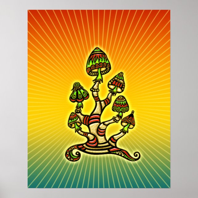 Poster Champignons magiques - psychédélique (Devant)