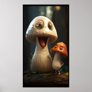 Poster Champignons mignons