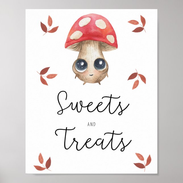 Poster Champignons mignons - bonbons et friandises baby s (Devant)