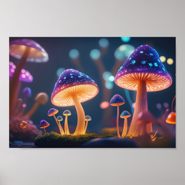 Poster Champignons violets de nuit (Devant)