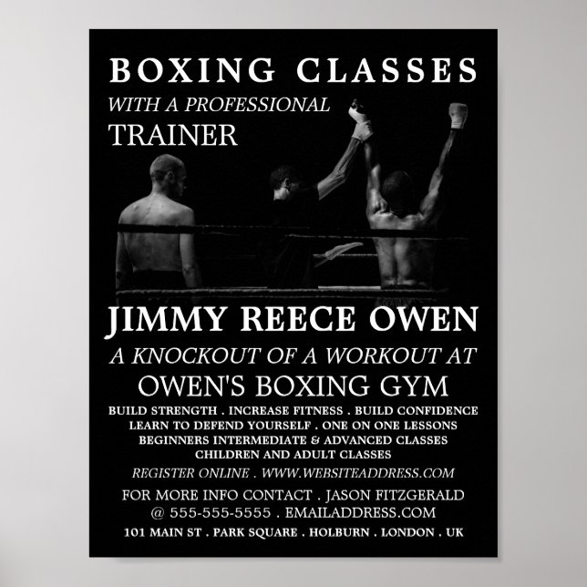 Poster Champion de boxe, Advert de classe de boxe (Devant)