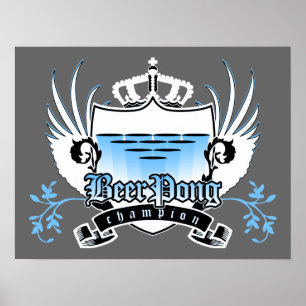 Poster champion de pong de bière royal crest