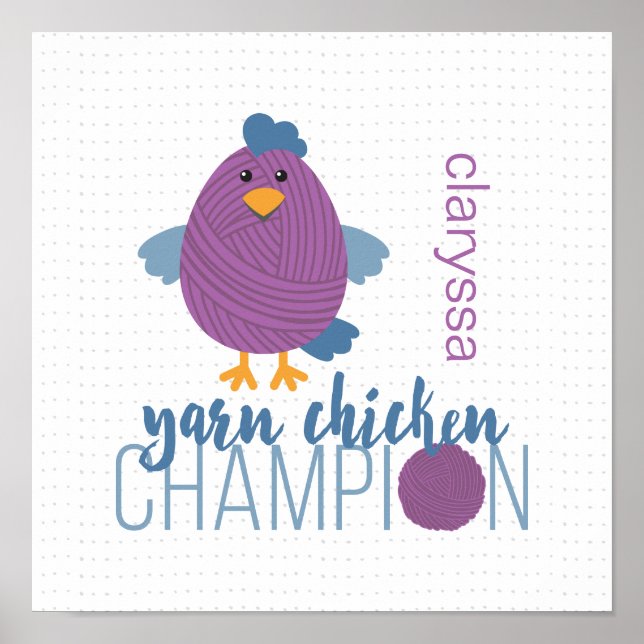 Poster Champion de poule pourpre et bleu (Devant)