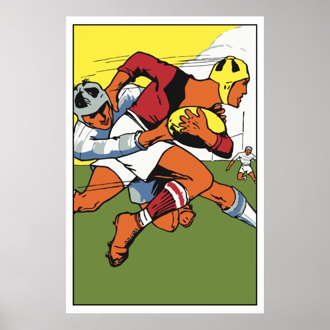 Poster Championnat de rugby rétro et (Devant)