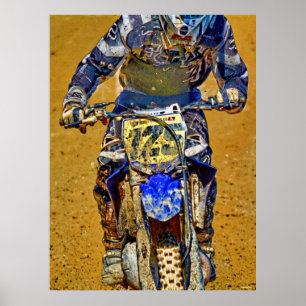 Poster Championne de course Motocross Dirt-Bike Gros plan
