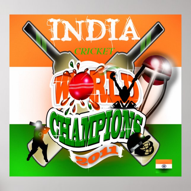 Poster Champions du monde de la Coupe ICC de cricket 2011 (Devant)