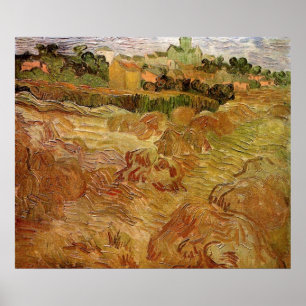 Poster Champs de blé avec Auvers par Vincent van Gogh