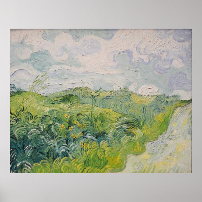 Poster Champs de blé vert - Van Gogh - c1889 (Devant)