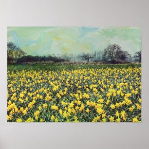Poster Champs de jonquille de printemps
