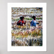 Champs de l'affiche de peinture or