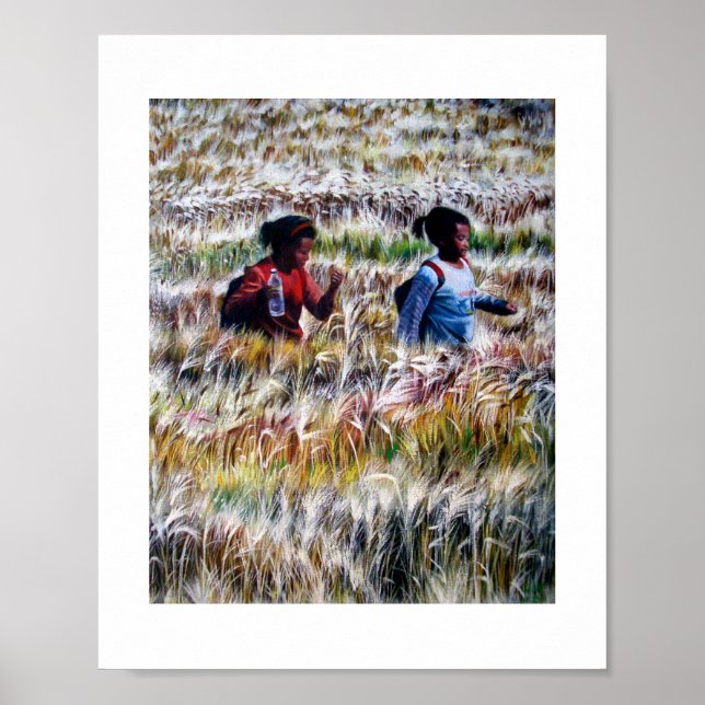 Poster Champs de l'affiche de peinture or (Devant)