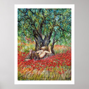 POSTER CHAMPS DE PAN, OLIVIER ET COQUELICOTS
