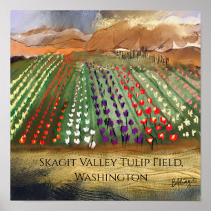 Poster Champs de tulipes de la vallée Skagit de WA Rêve d