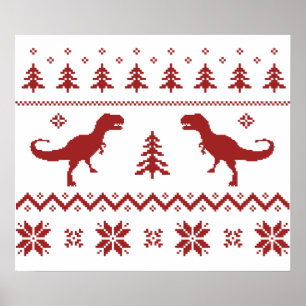 Poster Chandail de Noël de T-Rex Dinosaur