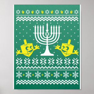 Poster Chandail Hanoukka de Noël moche - Bonne Hanoukka