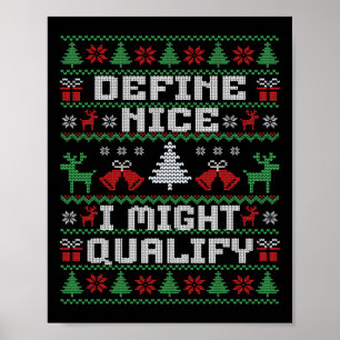 Poster Chandail moche de Noël amusant - Définir Nice