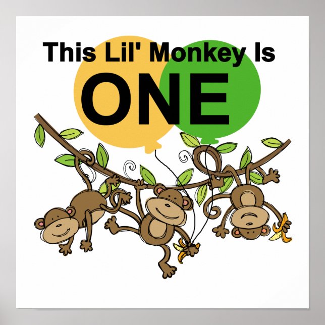 Poster Chandails et cadeaux 1er anniversaire des singes (Devant)