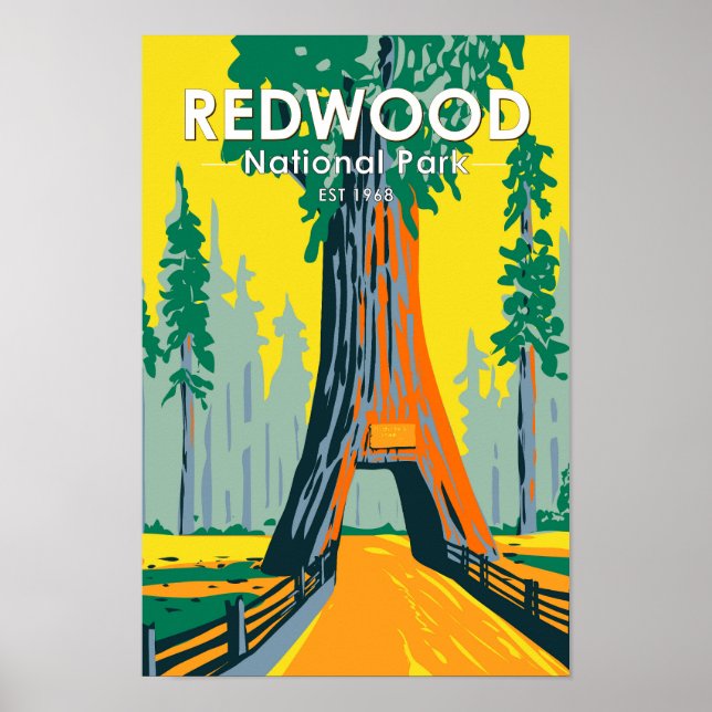 Poster Chandelier Arbre du parc national de Redwood Vinta (Devant)