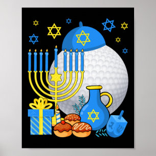 Poster Chandelle de golf juive drôle Menorah Joyeux Hanuk