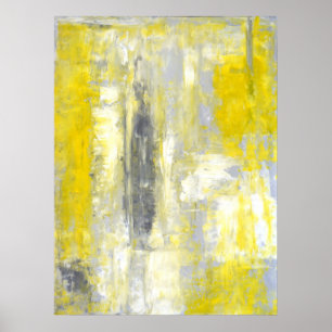 Poster 'Changement d'esprit' Art Abstrait gris et jaune