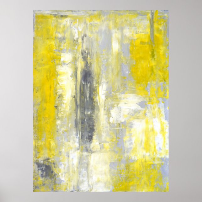 Poster 'Changement d'esprit' Art Abstrait gris et jaune (Devant)