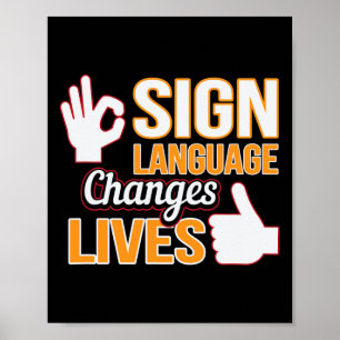 Poster Changements de langue des signes Vit ASL Interprèt