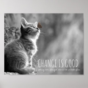 Poster Changer est bon papillon inspiré citation chat