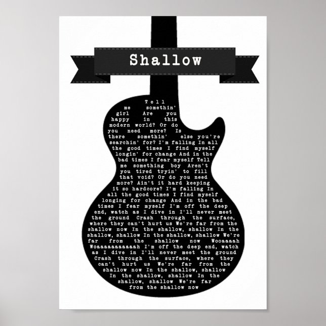 Poster Chanson de guitare noire blanche légèrement basse  (Devant)