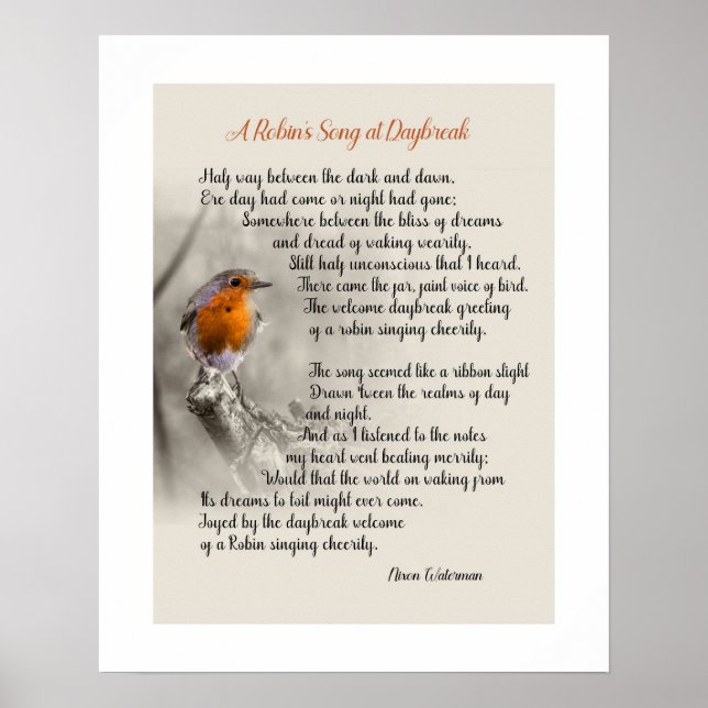 Poster Chanson de Robin à Daybreak - Poème de N. Waterman (Devant)
