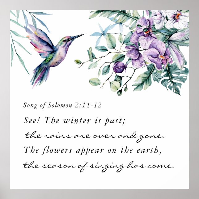Poster Chanson de Salomon 2:11-12 Bible des fleurs de col (Devant)