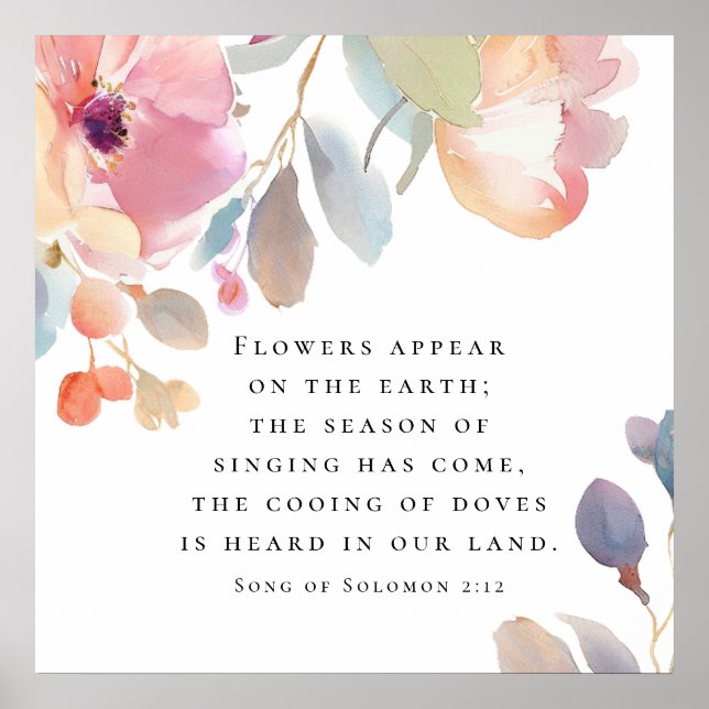 Poster Chanson de Salomon 2:12 Fleurs apparaissent Bible  (Devant)